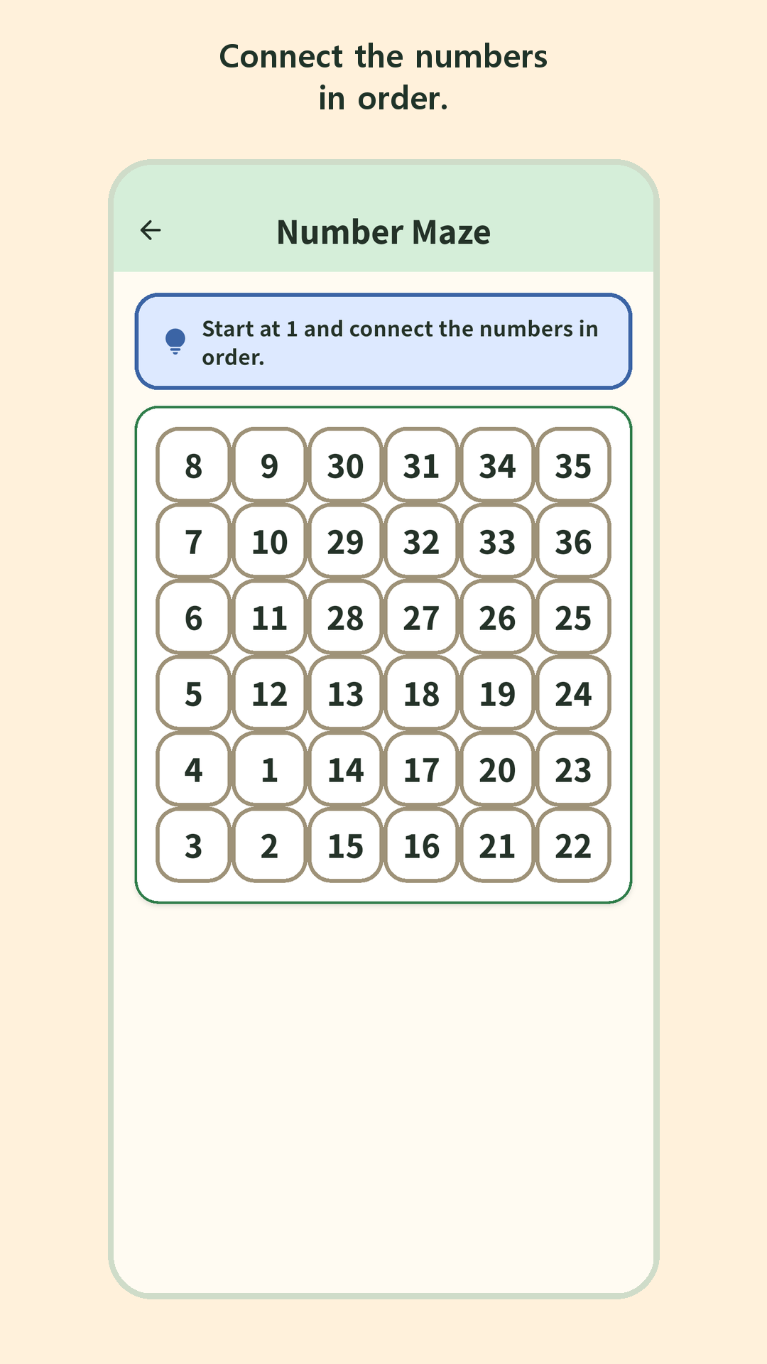 Number Maze screen