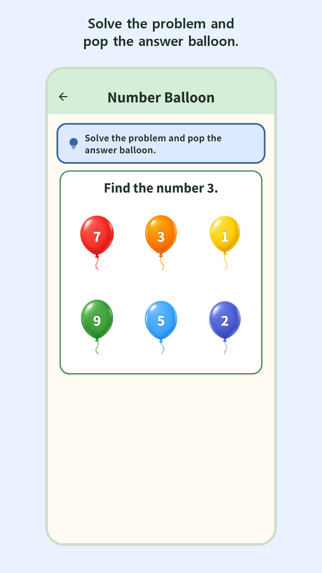 Number Balloon screen