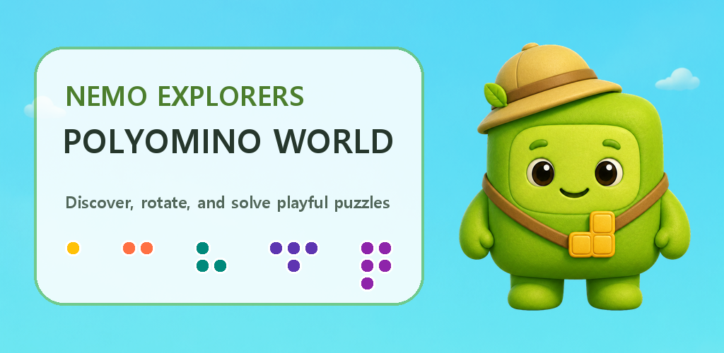 Polyomino pieces and Nemo featured in the Polyomino World artwork